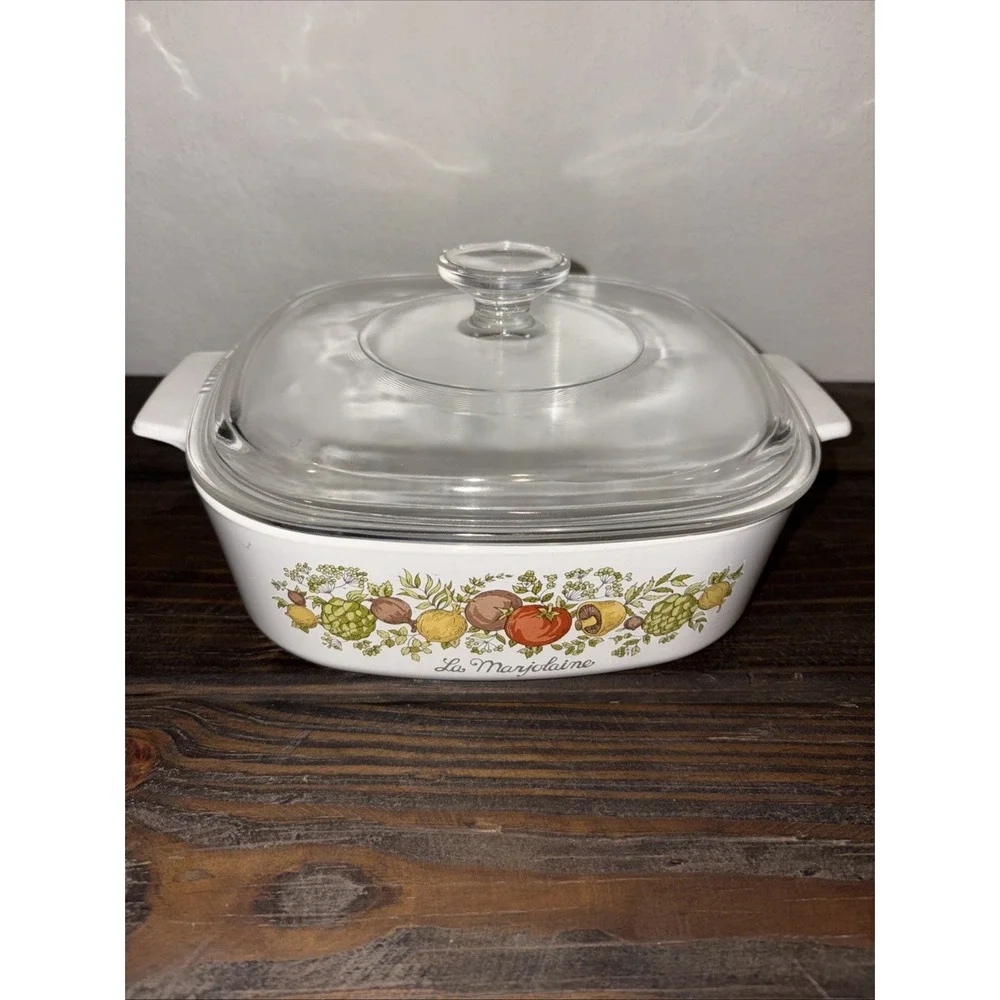 Corning Ware La Marjolaine A-2-B 2 Qt Dish & Pyrex Lid A-9-C Spice of Life
